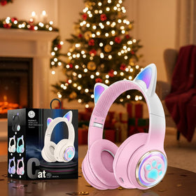 KERHAND front view of pink headphones showing playful design and gift-ready appeal