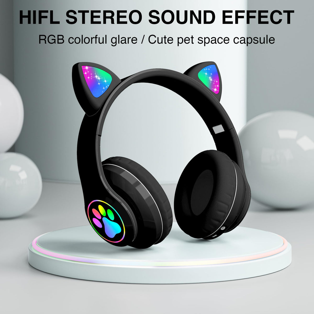 KERHAND LED-lit cat ears glow during playtime for fun and focus.