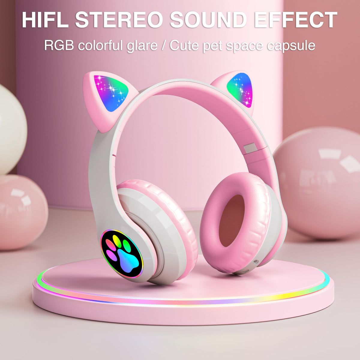 KERHAND Bluetooth 5.0 headphones connect wirelessly to tablets and phones.