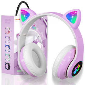 KERHAND kids headphones with foldable cat ears for travel and storage