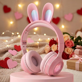 KERHAND rabbit pink front view showing cute cat ears and foldable design for fun portability