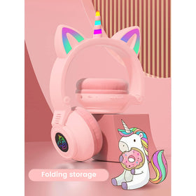 KERHAND Unicorn kids headphones pink wired and wireless versatility for games