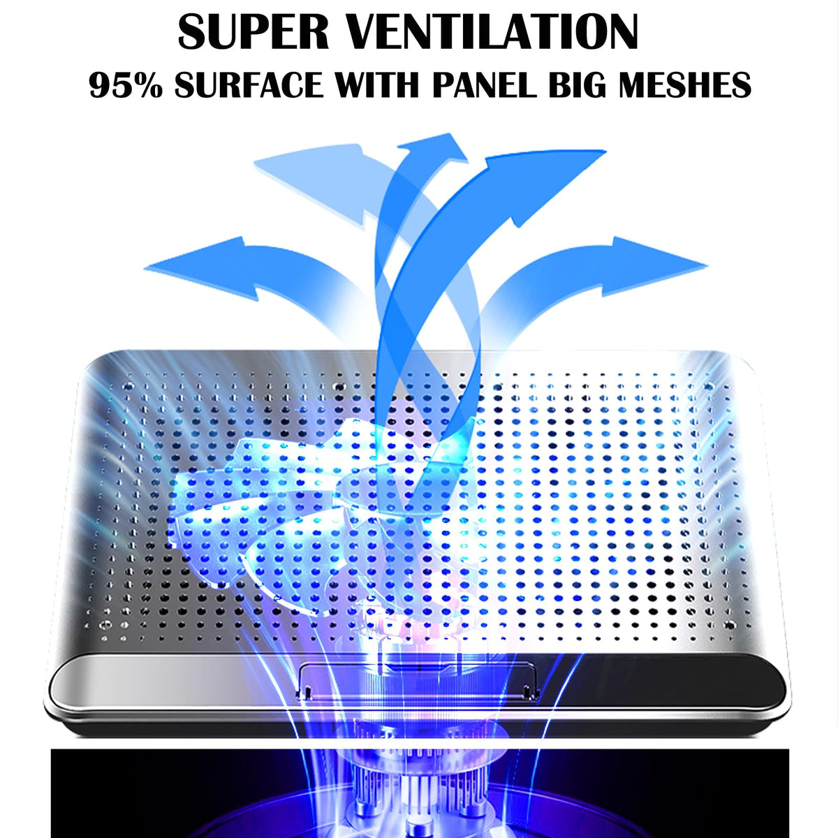 KEROLFFU built-in 6.3inch fan actively cooling a laptop