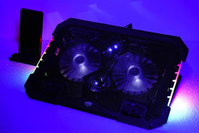 KEROLFFU RGB gaming laptop cooling pad with four fans for even cooling of 12-17 inch laptops