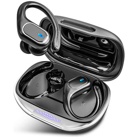 KESIEME wireless earbuds showing charging case with LED display for easy battery status