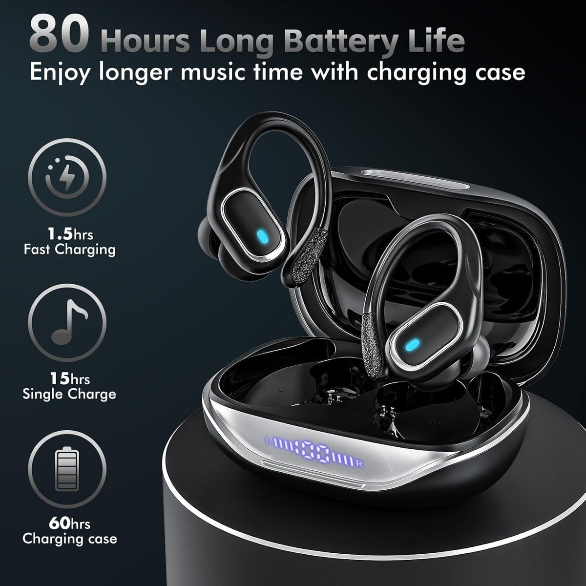 KESIEME earbuds with secure-fit earhooks during workout
