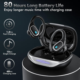 KESIEME earbuds with secure-fit earhooks during workout