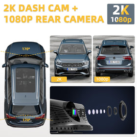 Front 2K dash cam and 1080p rear camera capture crisp road footage