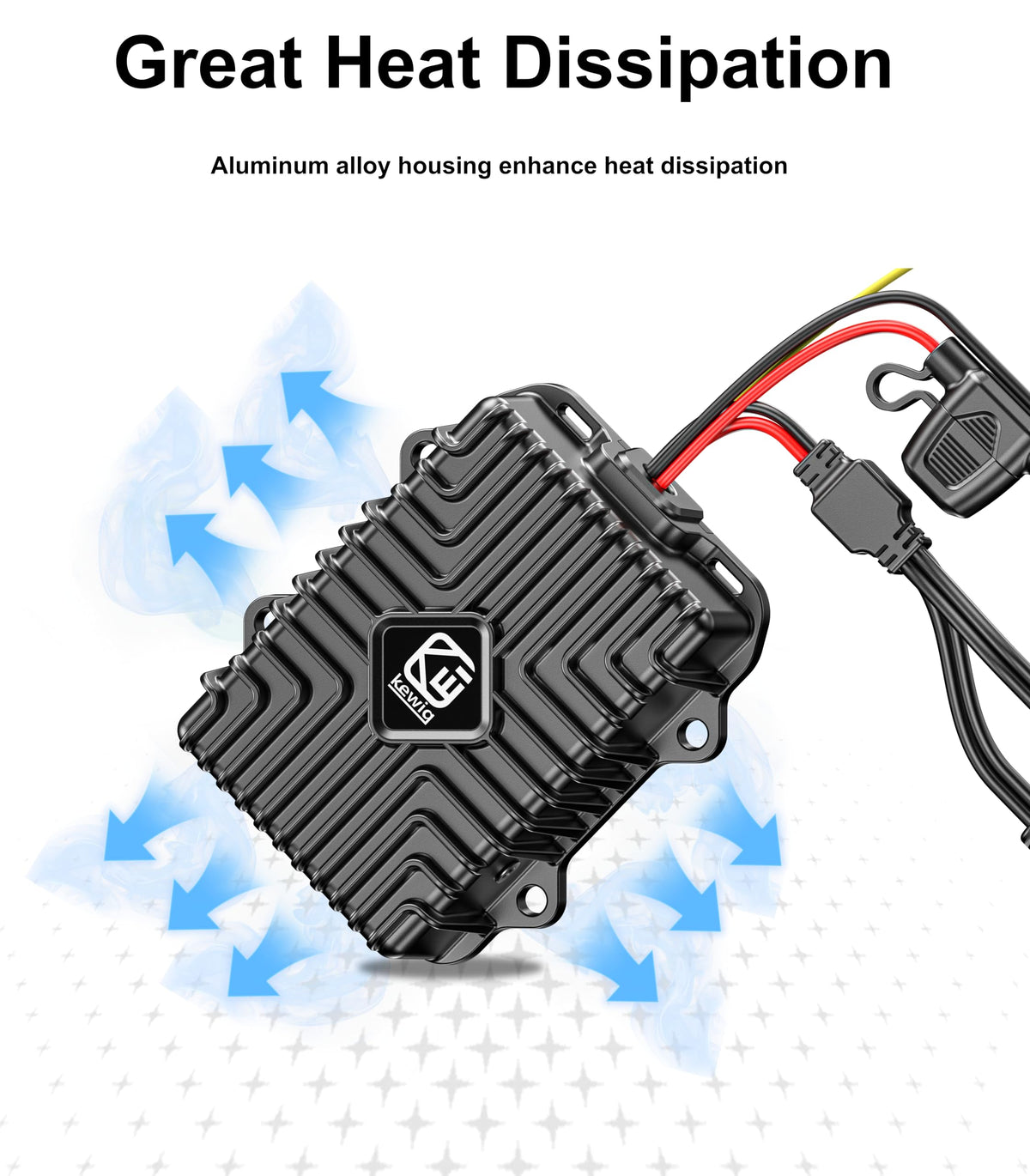 Kewig 400W converter wiring setup for safe 12V output in vehicles.