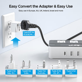 Key Power powering a hair straightener in a hotel setting offering safe overseas use
