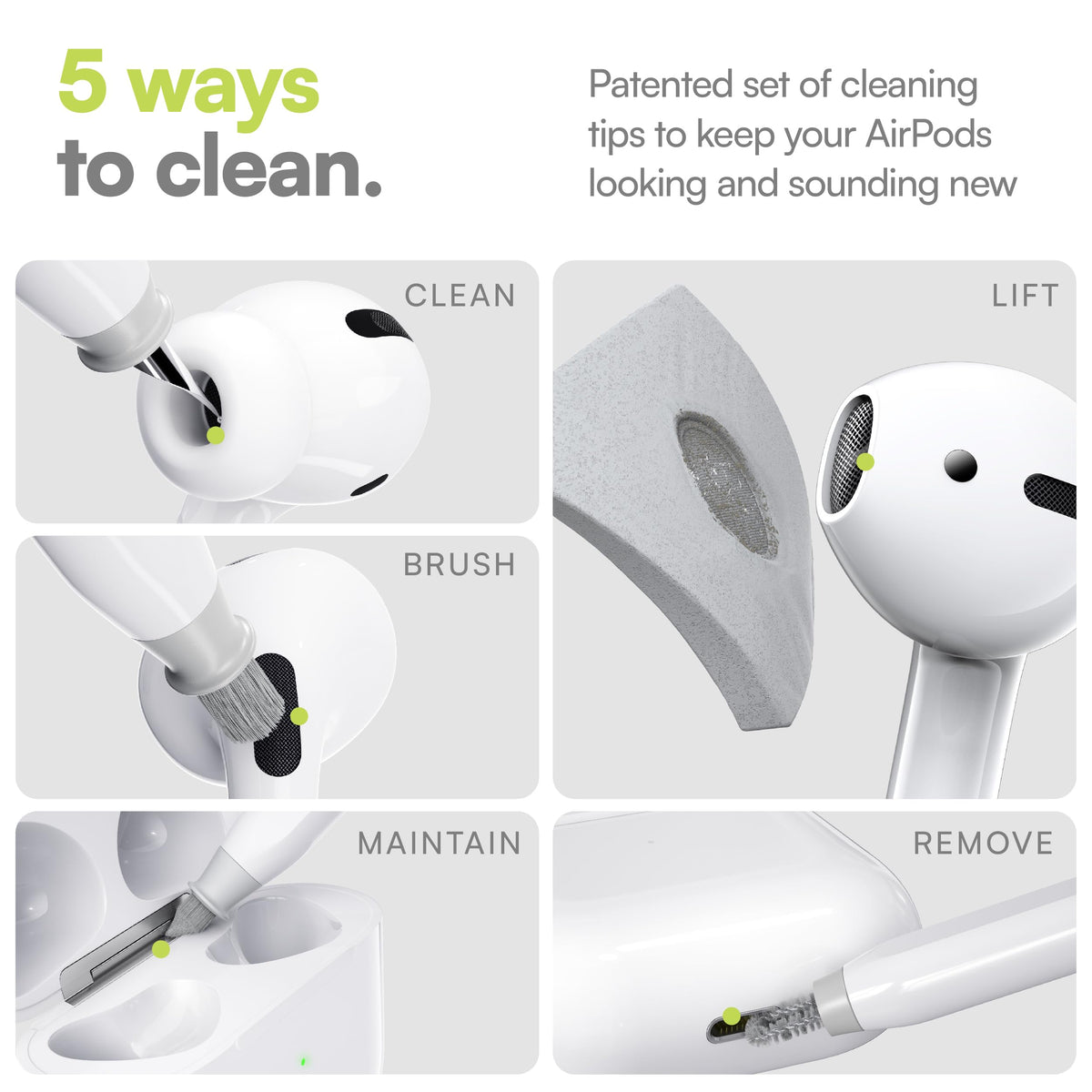 KeyBudz Air Care 2.0 Dupont nylon bristles reach tight spaces safely.