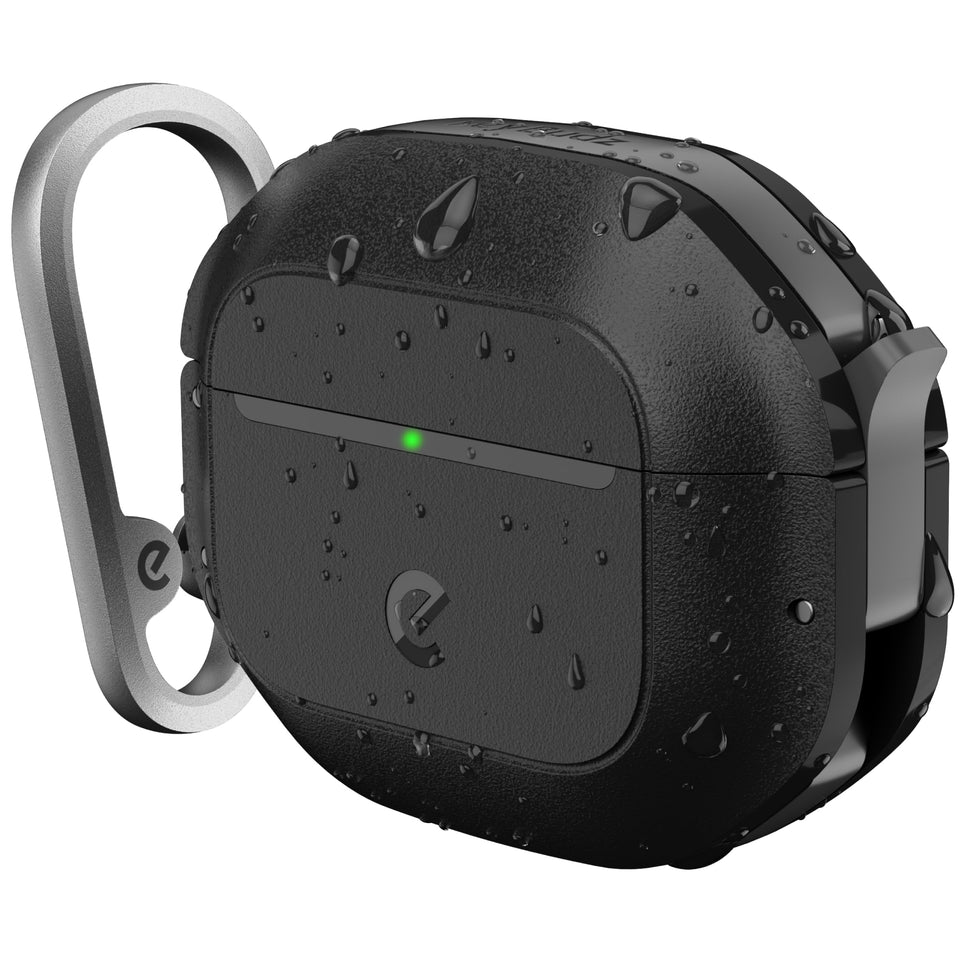Keybudz AirPods 4 Case lock closeup showing secure lid for accident-proof protection.