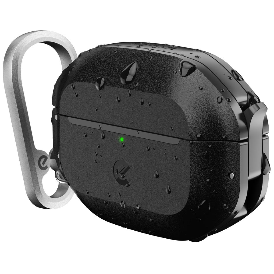 Keybudz front view showing carbon black hard shell and secure protection