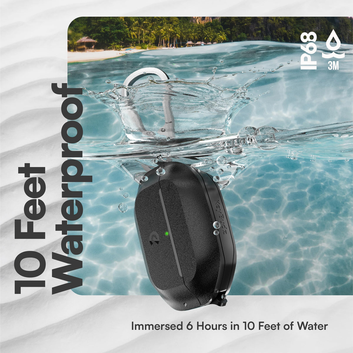 Keybudz submerged to show IP68 water resistance and peace of mind