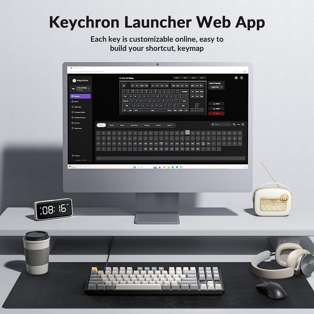 Keychron in a home office lifestyle shot conveying productivity and comfort