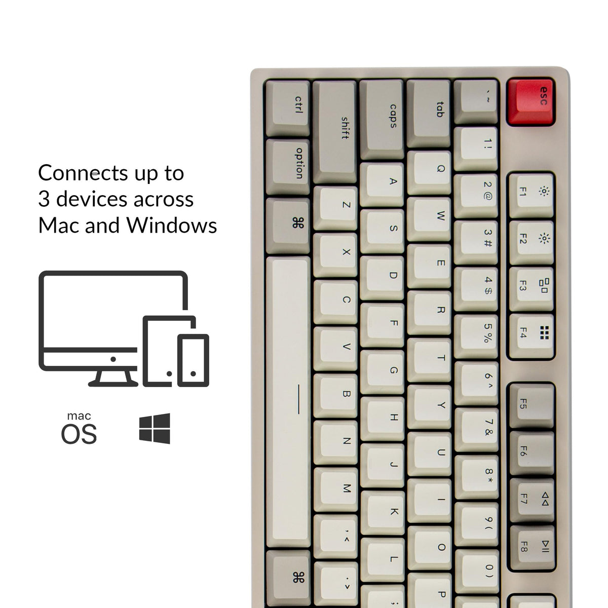 Keychron close-up of retro ABS keycaps highlighting durable finish and visual style benefit