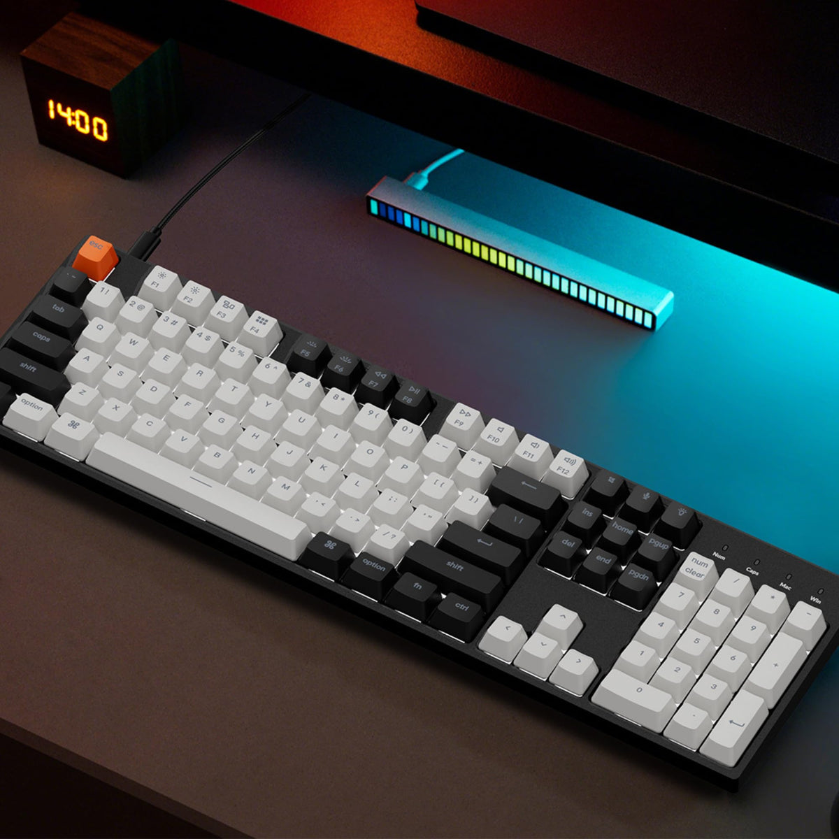 Keychron braided USB-C cable plugged in showing stable wired connection for reliability