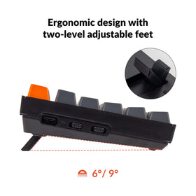 Keychron K10 ergonomic tilt feet support long hours of typing comfort
