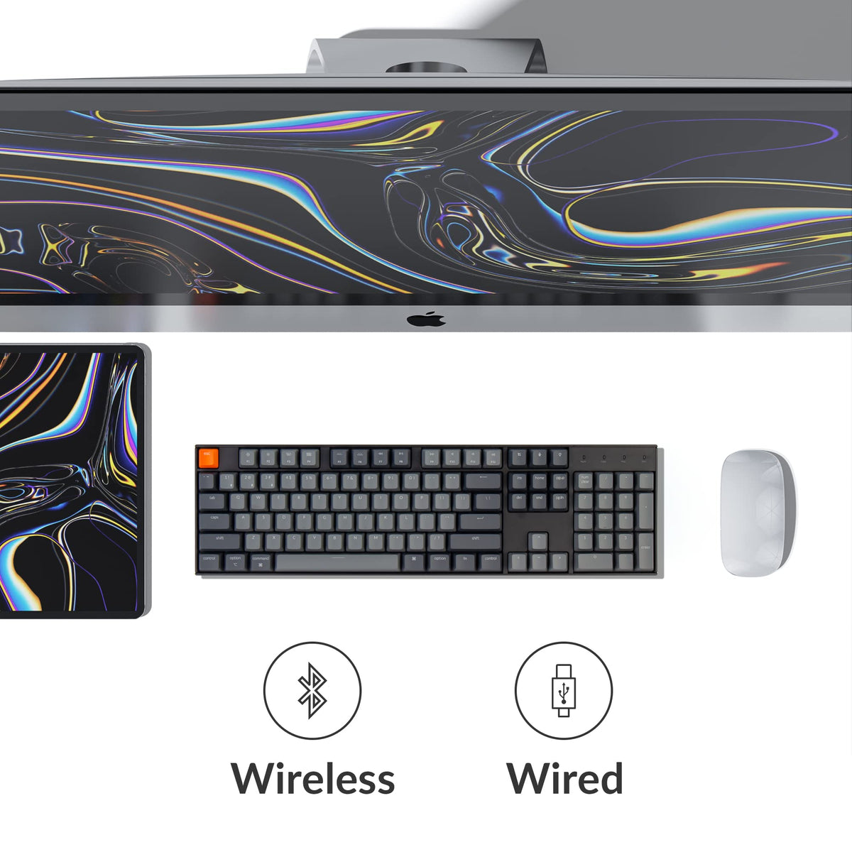 Keychron K10 RGB backlight enhances visibility in dim environments
