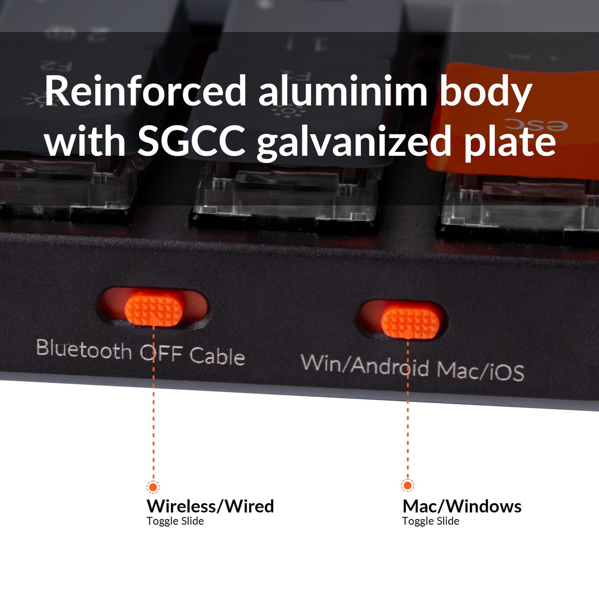 Keychron K3 hot-swappable optical switches allow easy customization without soldering.