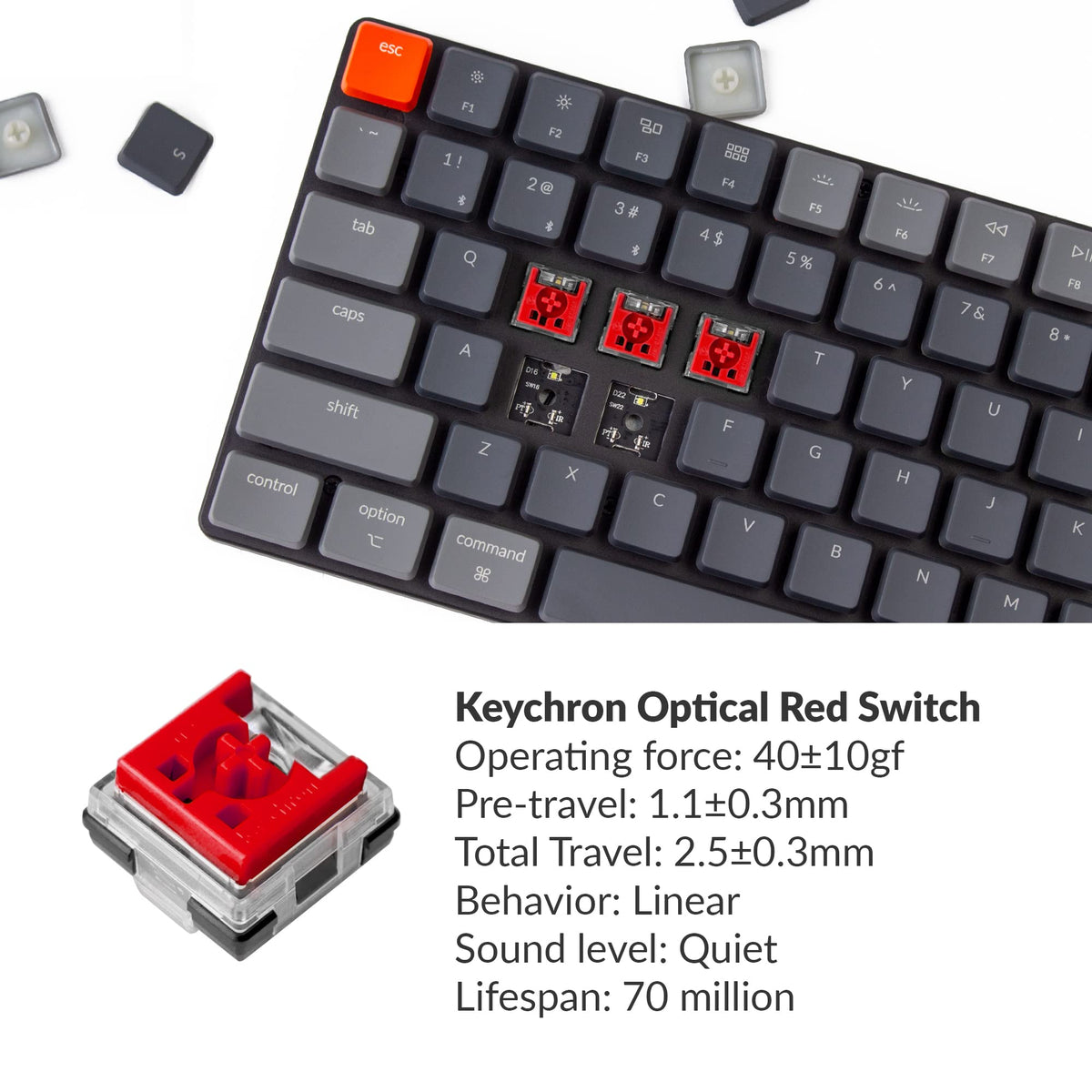 Keychron K3 connects to multiple devices via Bluetooth for seamless multitasking.
