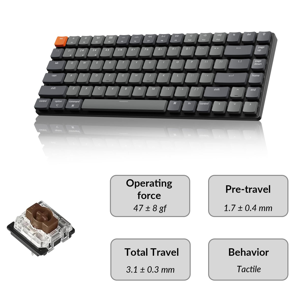 Keychron K3 Version 2 floating keycaps with white backlight