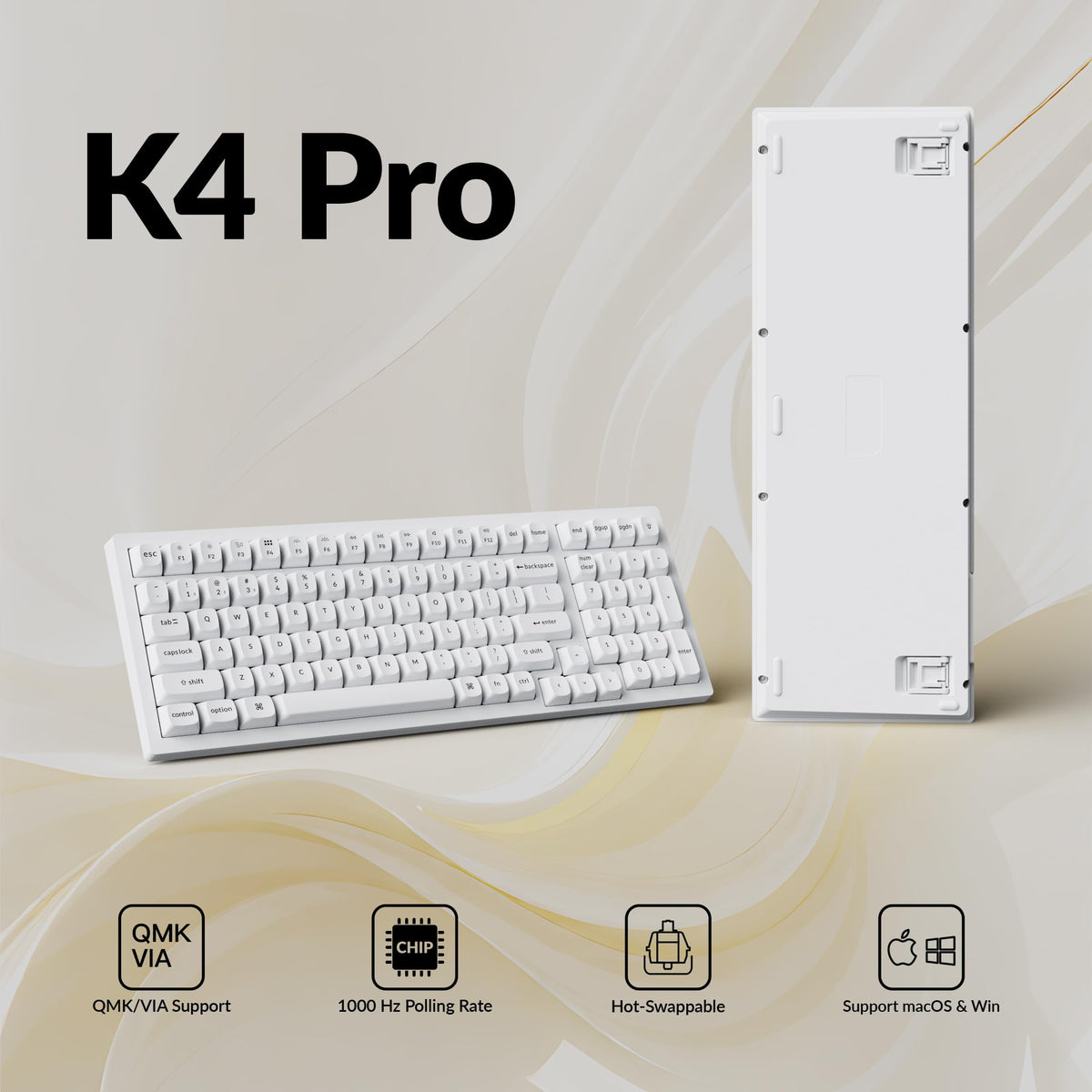 Keychron K4 Pro with QMK/VIA remapping demonstrates programmable keys for custom shortcuts across systems