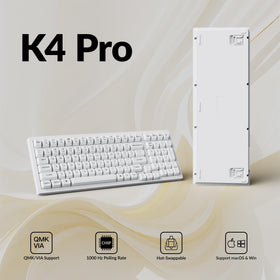 Keychron K4 Pro with QMK/VIA remapping demonstrates programmable keys for custom shortcuts across systems
