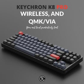Close-up of Keychron K8 Pro PBT keycaps emphasizing durability and texture