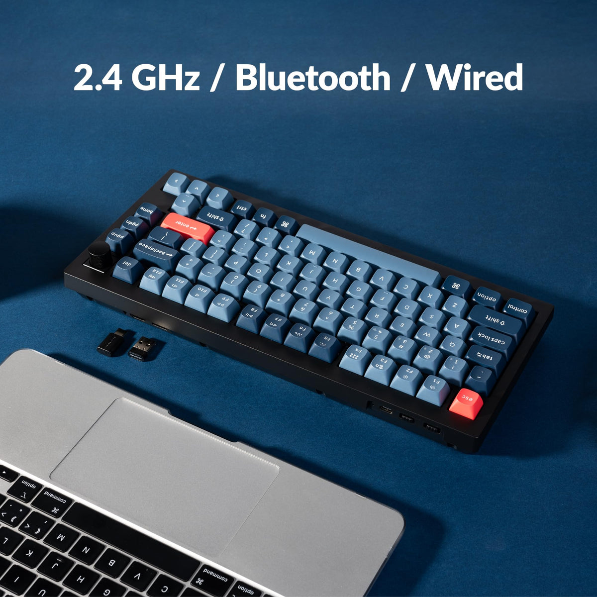 Keychron V1 Max 2.4GHz wireless connection keeps latency low during work.