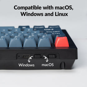 Keychron V1 Max RGB backlight on south-facing keycaps for vivid visibility.