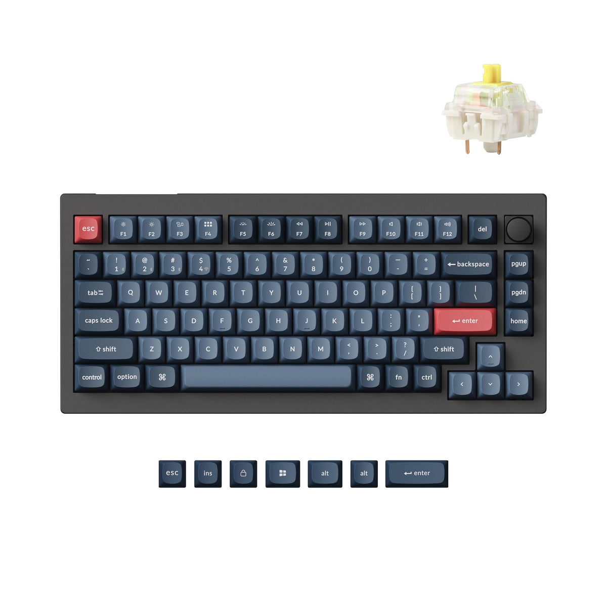 Keychron V1 Max top view with compact 75% layout and RGB lighting.
