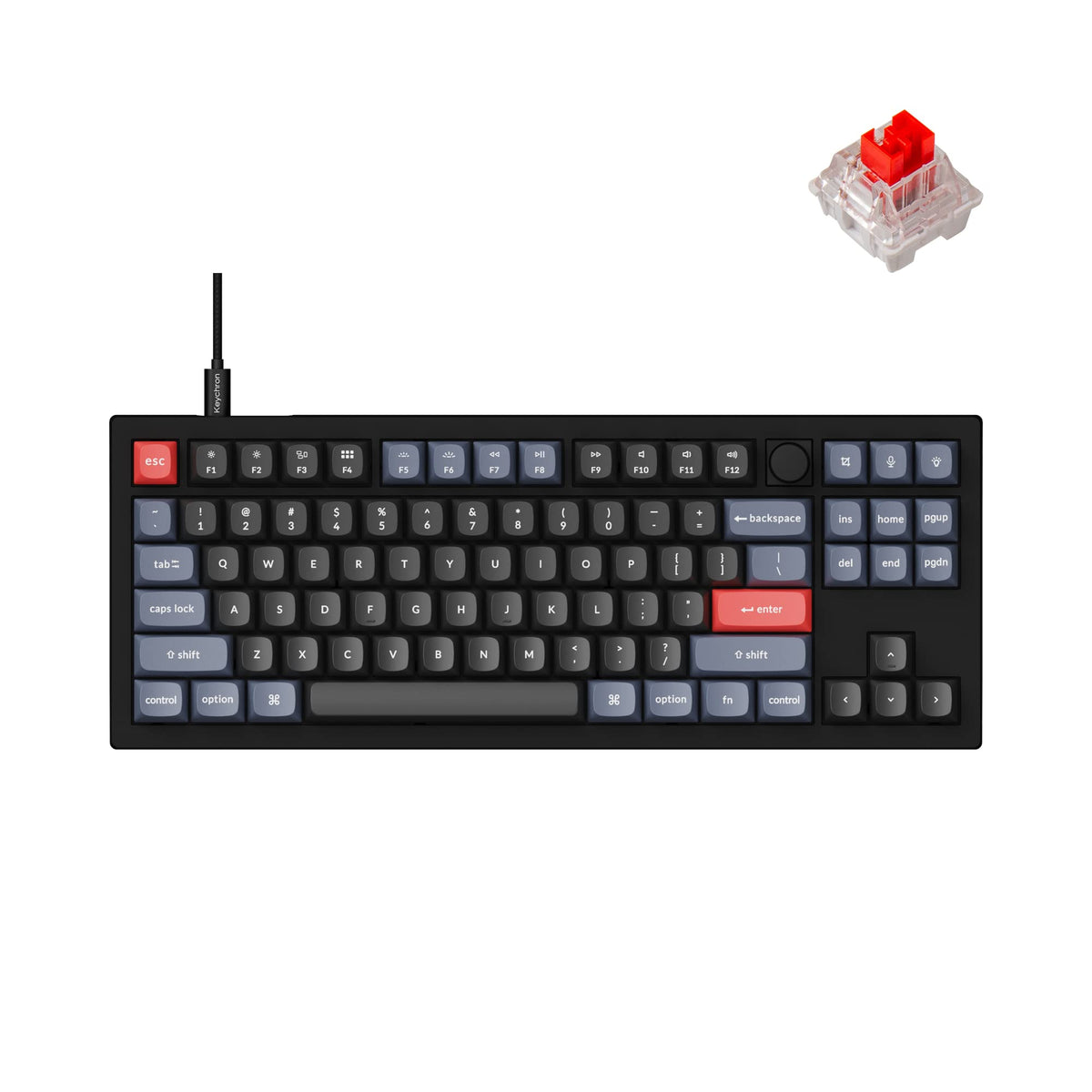 Keychron V3 front view showing carbon black TKL layout and clean profile benefit