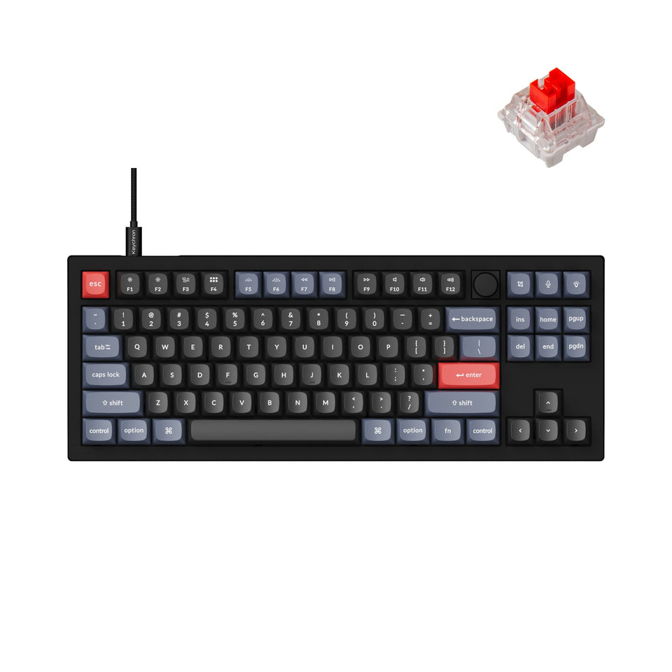 Keychron V3 front view showing carbon black TKL layout and clean profile benefit