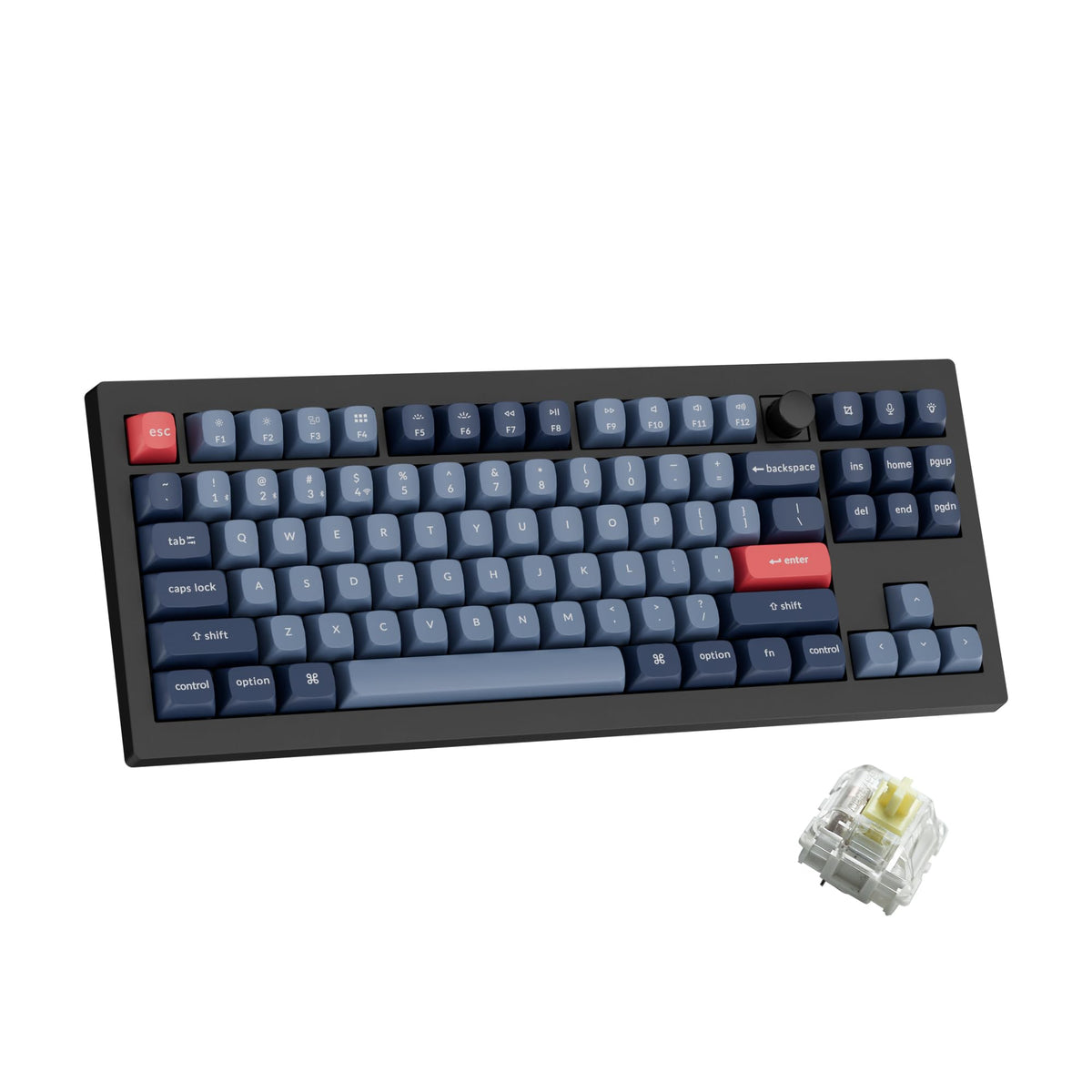 Keychron V3 Max front-angle view, compact TKL for efficient desk space.