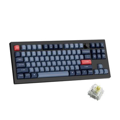 Keychron V3 Max front-angle view, compact TKL for efficient desk space.