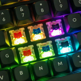 Keychron V3 hot-swap socket and switch close-up showing easy modding benefit