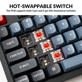 Keychron V6 double-shot PBT keycaps close-up showing durable, oil-resistant lettering
