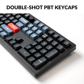 Keychron V6 doubleshot PBT keycaps provide crisp, oil-resistant typing feel