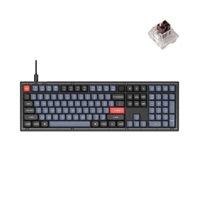 Keychron V6 full-size keyboard front view with frost-translucent case and clear keycaps