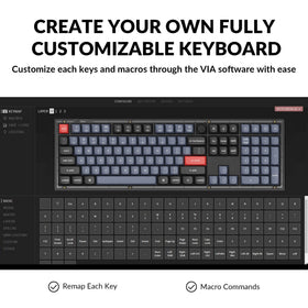 Keychron V6 hot-swappable switches close-up emphasizing customization without soldering