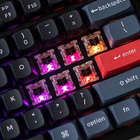 Keychron V6 south-facing RGB backlight improves visibility from typist angle