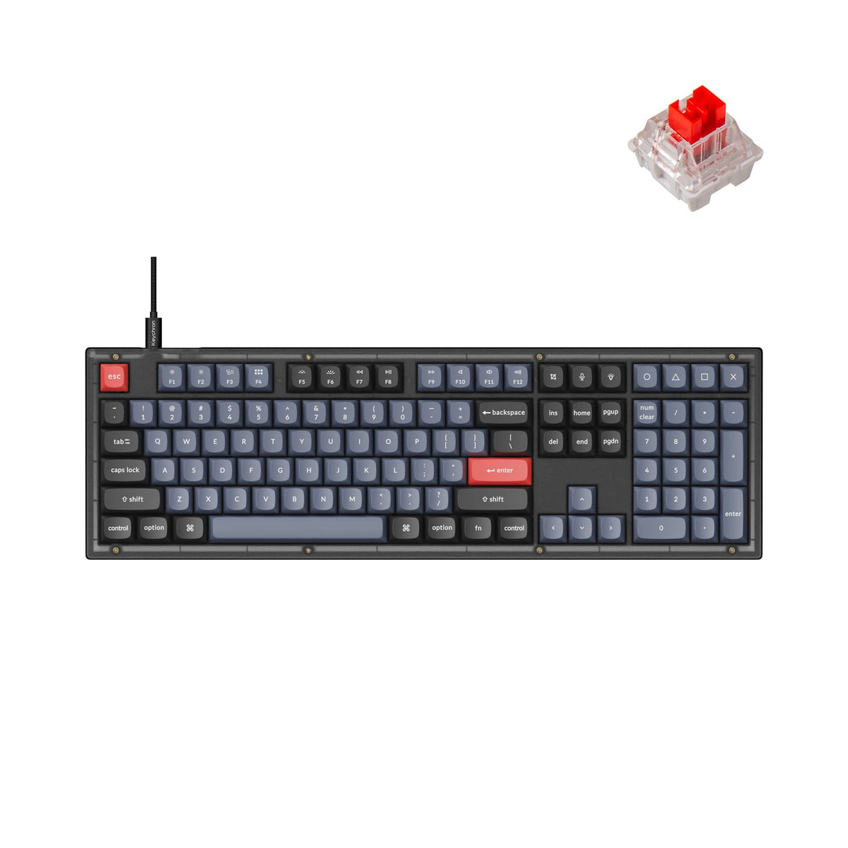 Keychron V6 wired full-size keyboard front view for precise typing and a clean setup
