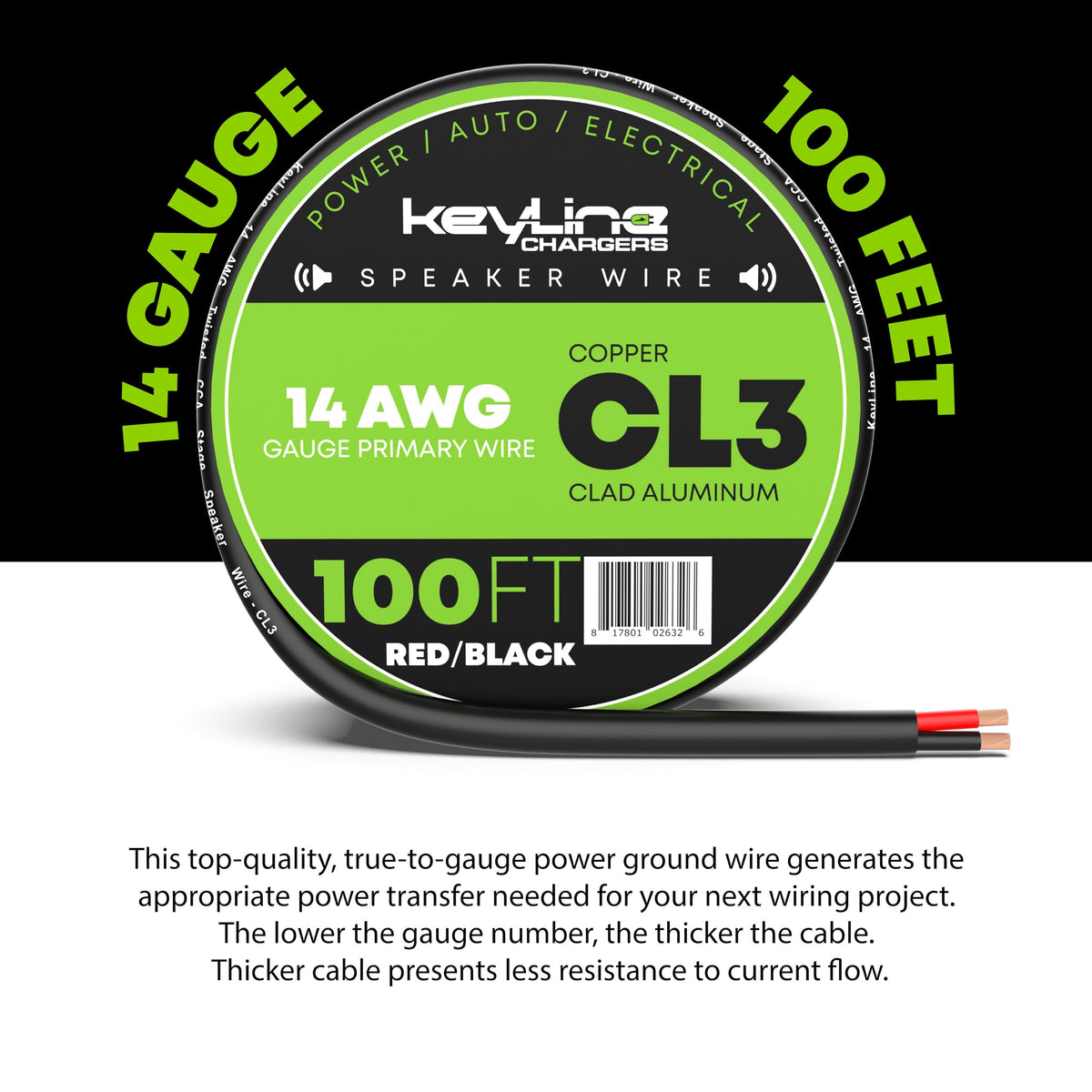 KeyLine Chargers with measuring tape showing 100ft length for planning and run-length verification