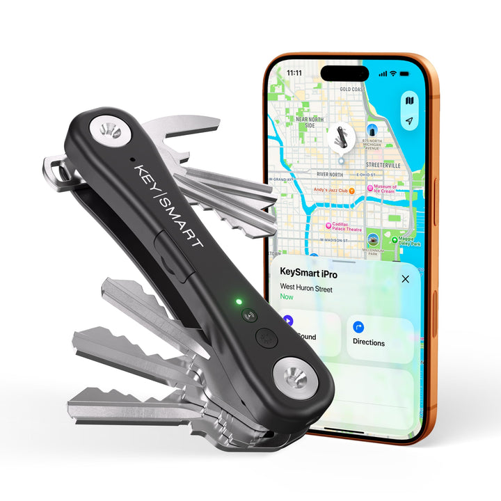 KeySmart iPro front view showing slim organizer and tidy keys for easy carry