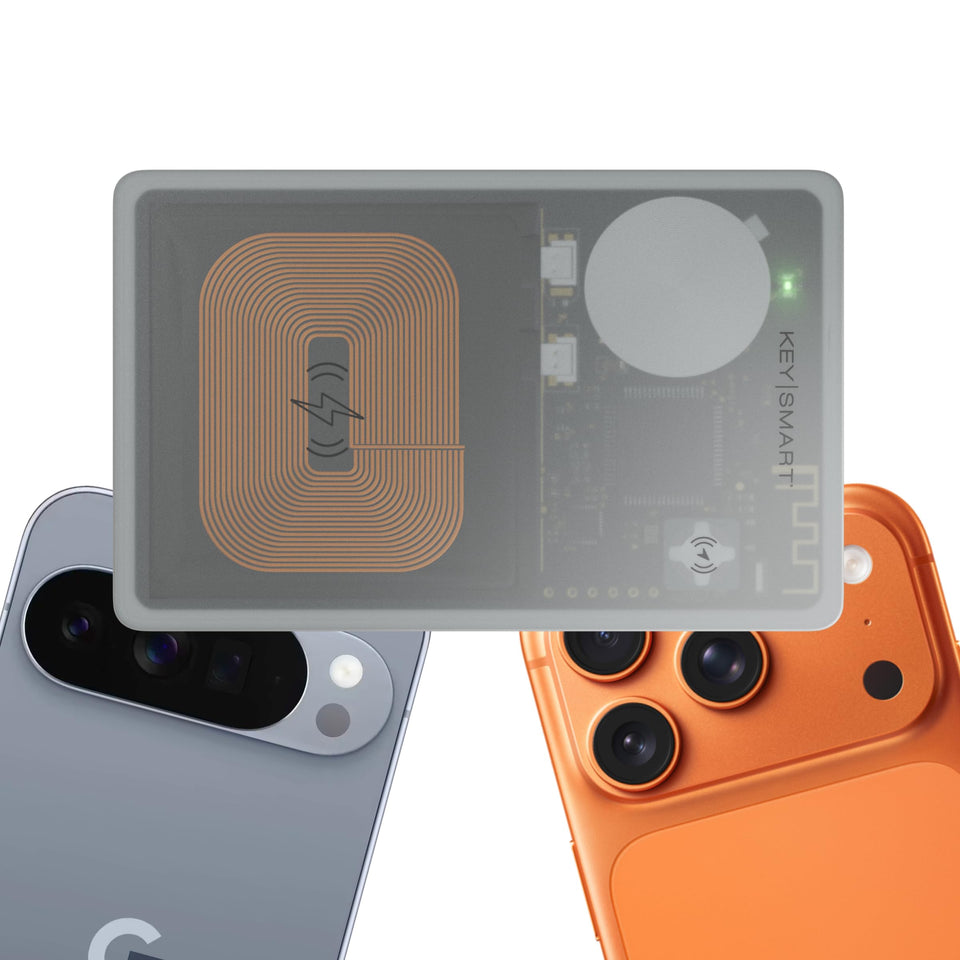 KeySmart SmartCard front view showing slim profile and branding for convenient tracking