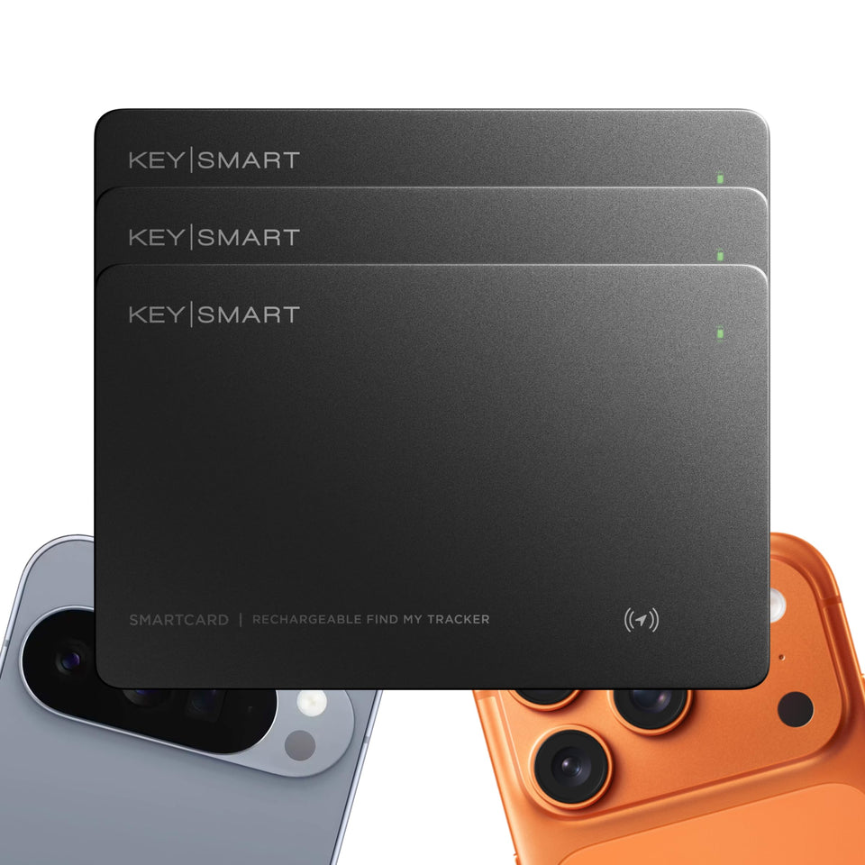 KeySmart SmartCard Gen 3 ultra-slim wallet tracker fits between cards.