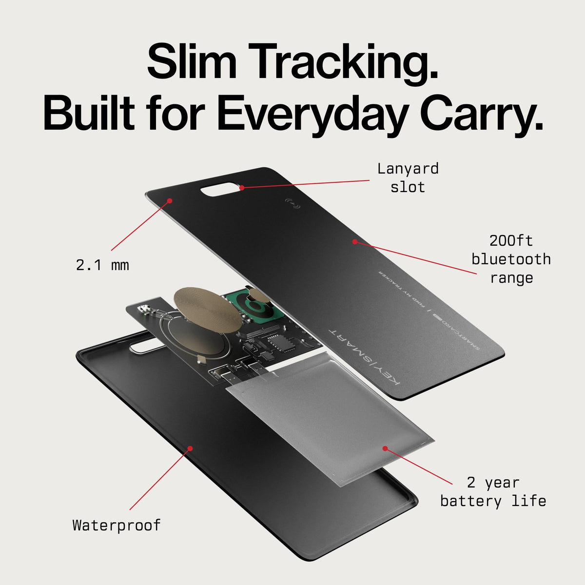 KeySmart SmartCard Lite ultra-thin wallet tracker shown in a slim profile.