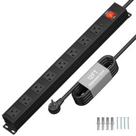 KF eight-outlet heavy-duty power strip showing organized, simultaneous device power