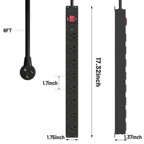 KF 8-outlet power strip mounted on wall for space saving
